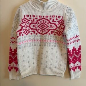 GAP Fair Isle Turtleneck Sweater - Cream and Pink